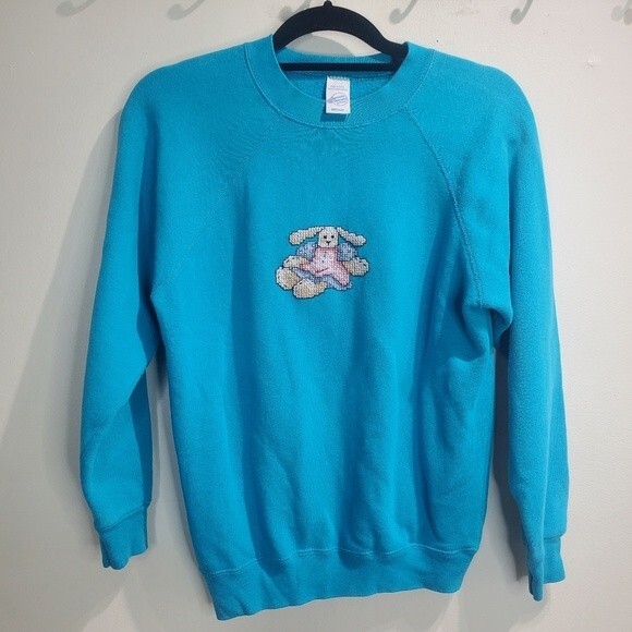 Sweats Appeal by tultex blue vintage seater with bunny 80s size medium - Picture 1 of 4